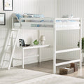 Full Wooden Loft Bed with Desk in White X284467