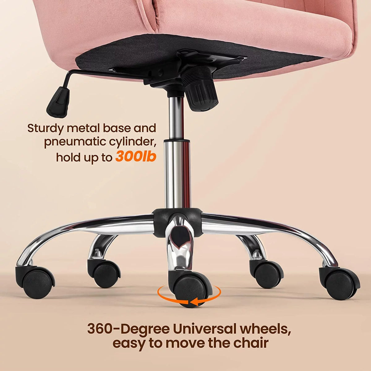 Velvet Height Adjustable Swivel Office Chair with Arms M319
