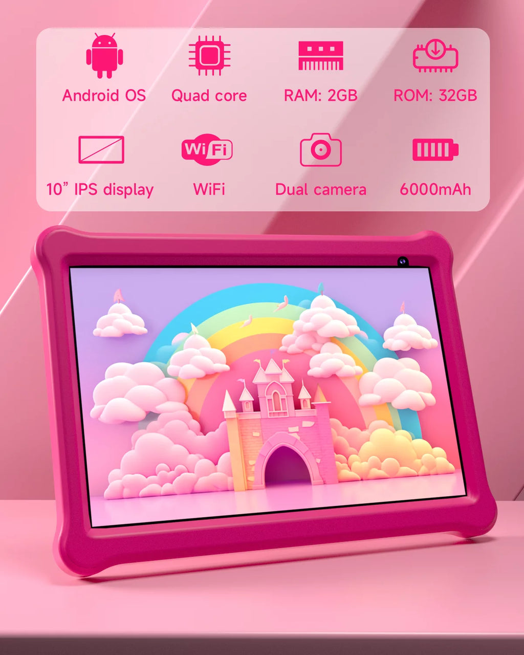 10 inch Android 12 Kids Tablet 32GB with Shockproof Case B410