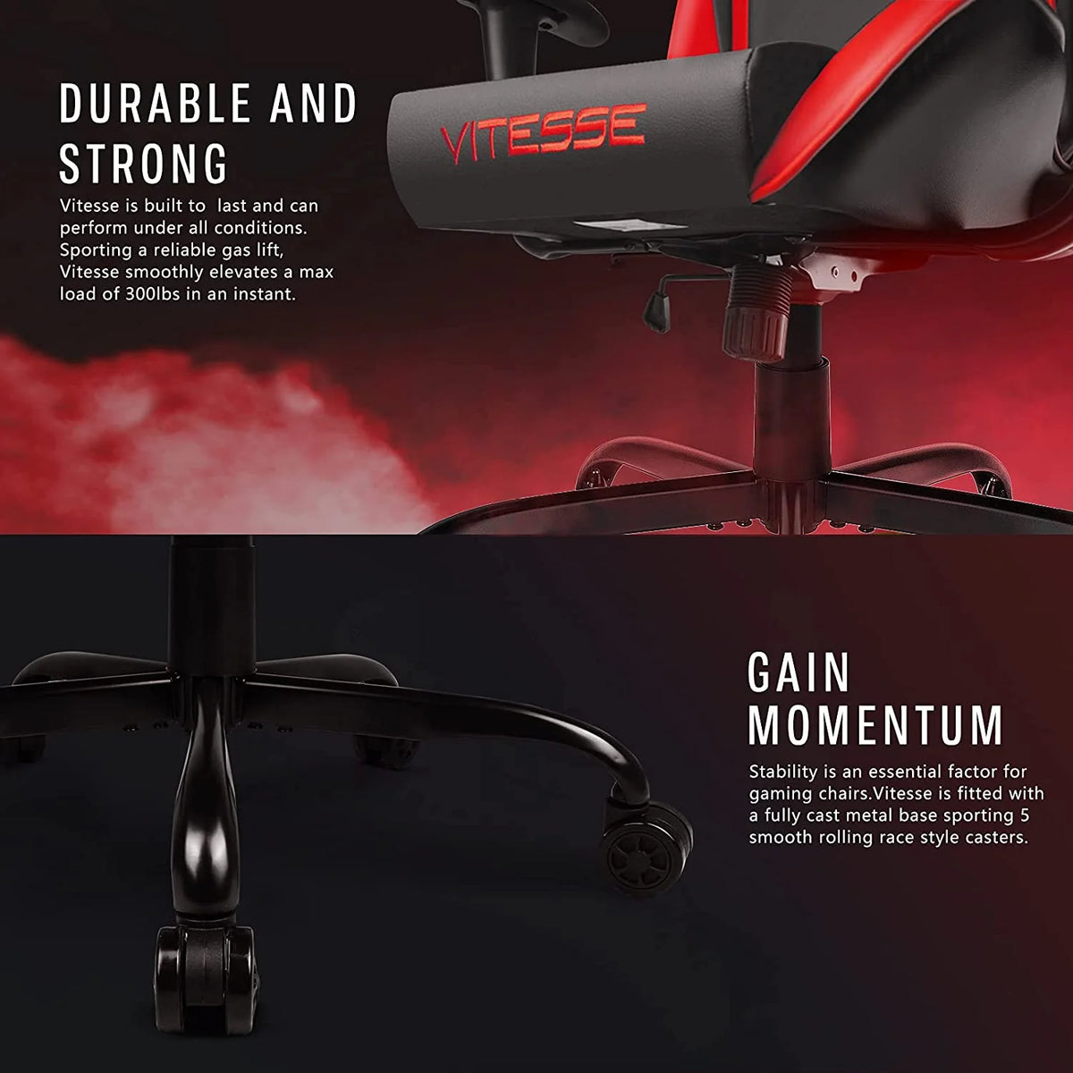 Gaming Chair with Lumbar Support and Headrest U9436
