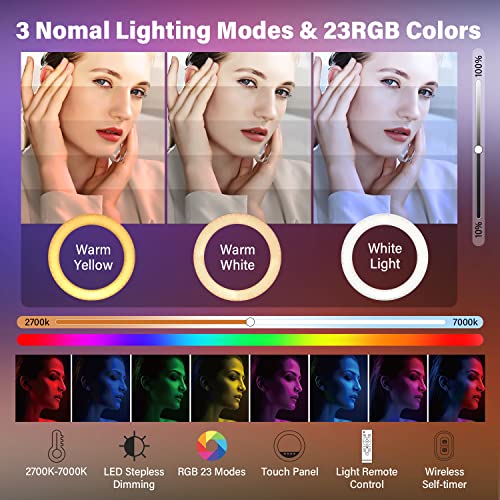 18 Inch RGB Ring Light with Tripod Stand and Phone Holder B235