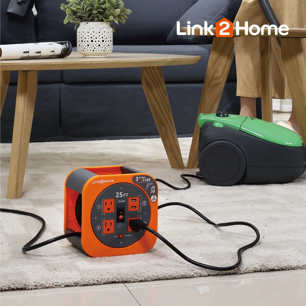25 ft. Extension Cord 3 Power Outlets 2 USB Ports 16 AWG SJT Cable J248826