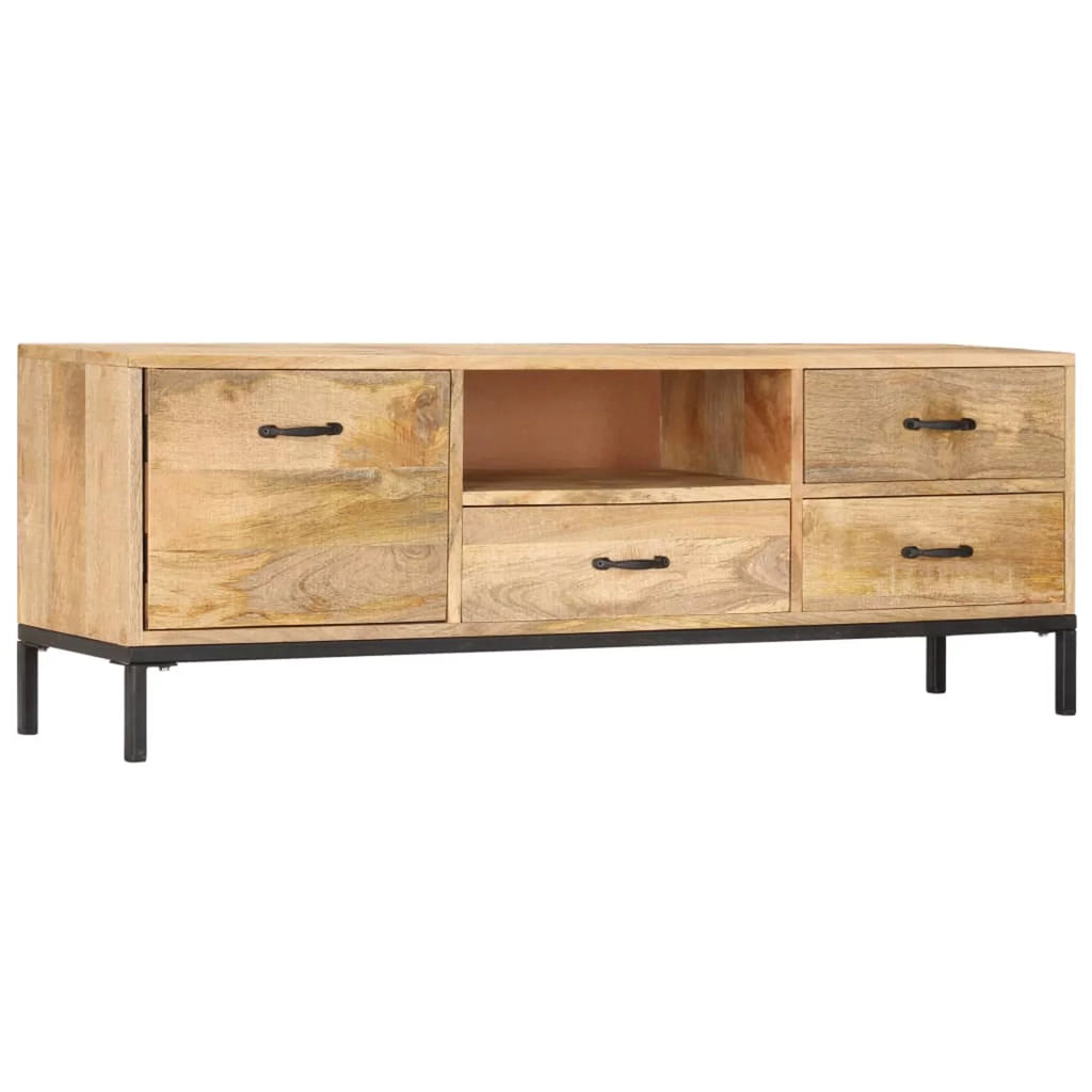Mango Wood TV Cabinet with Storage Drawers and Open Shelf F53307