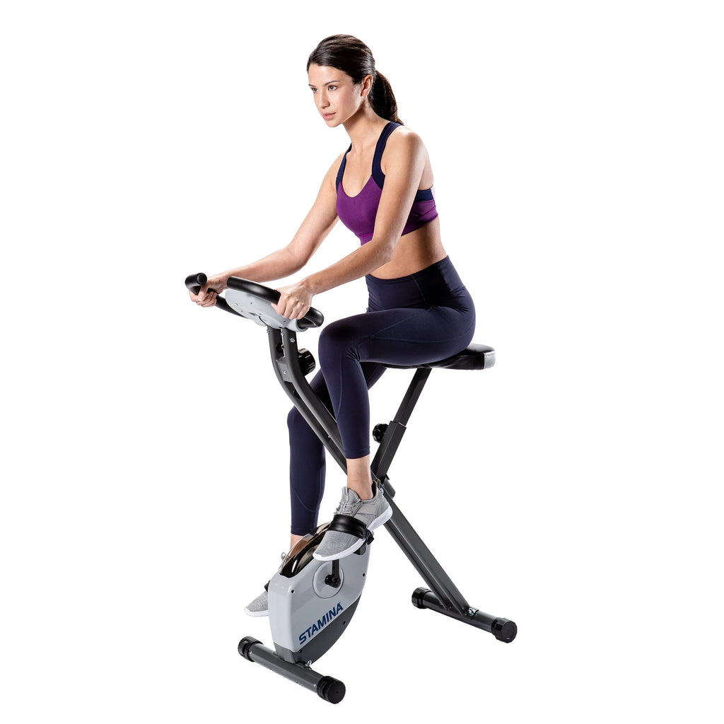 Folding Upright Exercise Bike with Padded Seat O8959