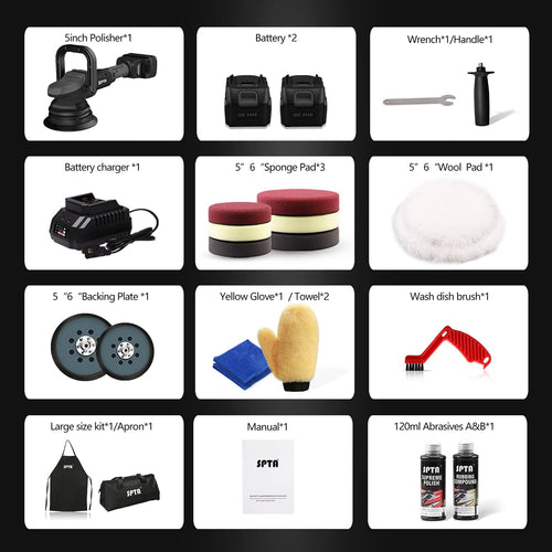 18V Cordless Car Polisher 15mm Orbit 7 Variable Speed X86981
