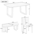 6 Pcs Wood Dining Set with Table 4 Chairs & Bench D5222