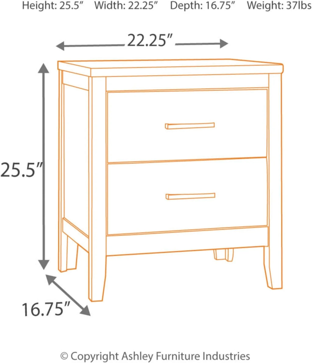 2 Drawer Nightstand with Faux Shagreen Drawer Fronts Q106