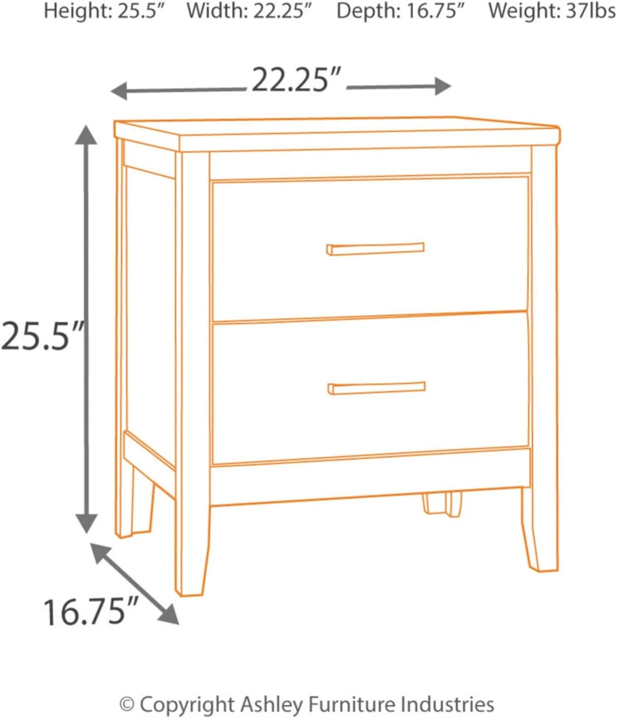 2 Drawer Nightstand with Faux Shagreen Drawer Fronts Q106