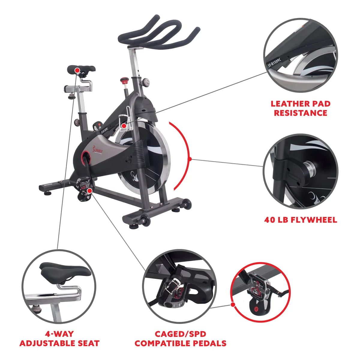 Stationary Belt Drive Indoor Cycling Exercise Bike with 40 Lb. Flywheel F4398