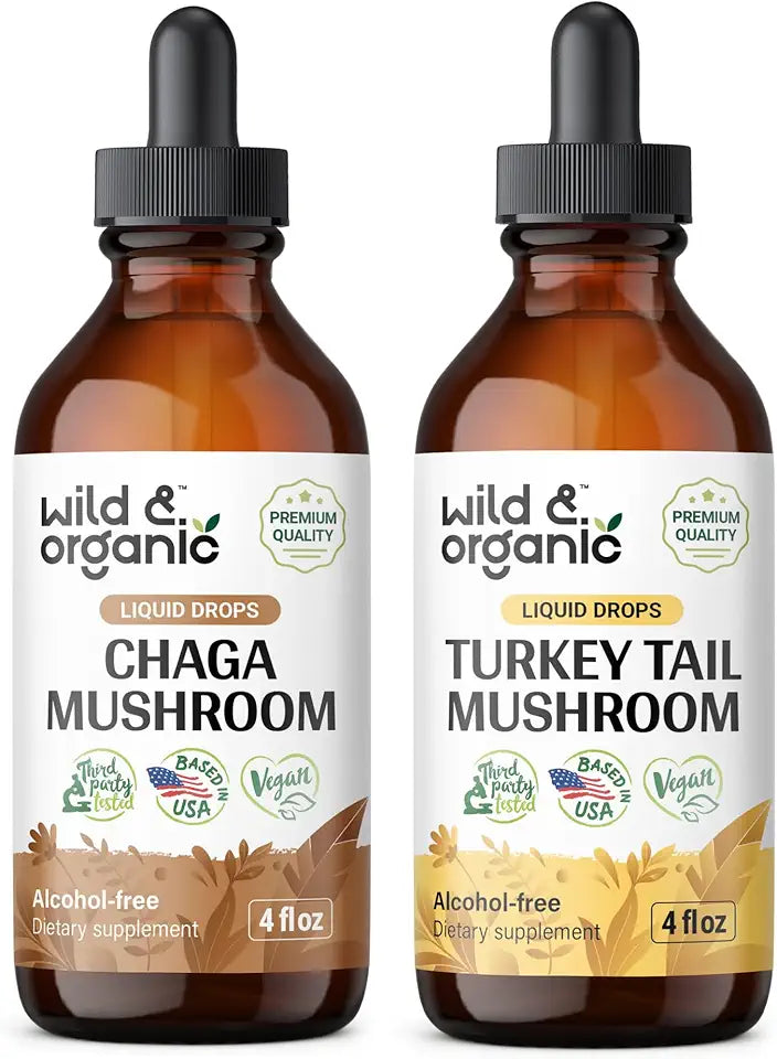 Chaga Mushroom Tincture 4 fl oz & Turkey Tail Mushroom Tincture 4 fl oz S12418