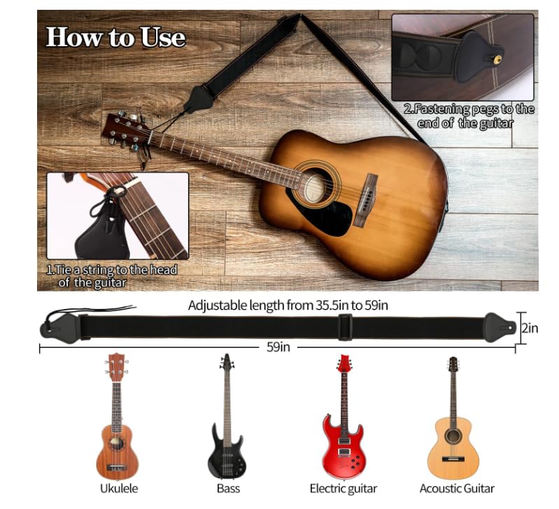 Guitar Accessories Kit with Gig Bag, Folding Stand, Adjustable Strap Q706