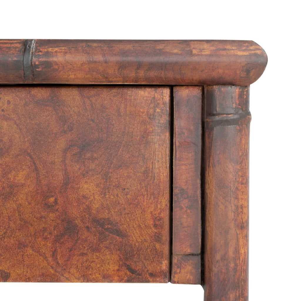 Dark Brown Gold Wood Console Table with Drawer U624550