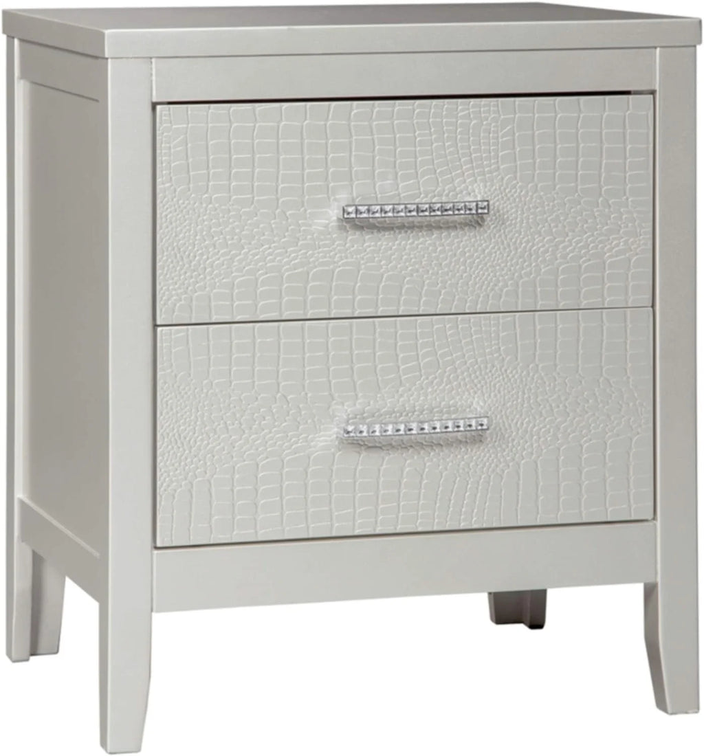 2 Drawer Nightstand with Faux Shagreen Drawer Fronts Q106