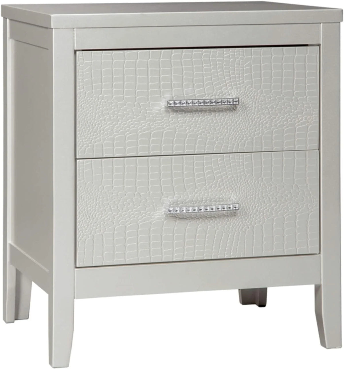 2 Drawer Nightstand with Faux Shagreen Drawer Fronts Q106
