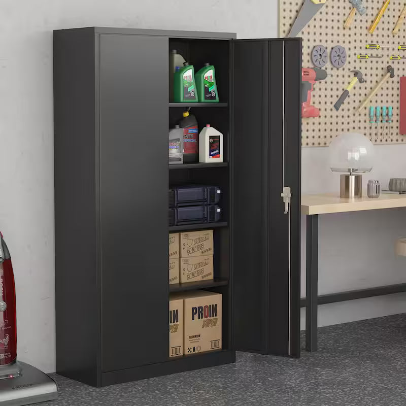 Metal Storage Cabinet Set in Black S1196