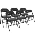 Black Metal Folding Chairs with Padded Seats, 6 Pack U4618