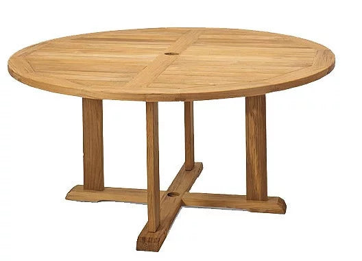 Grade-A Teak 3 Pc Dining Set with 60" Round Table and 2 Stacking Arm Chairs E341737