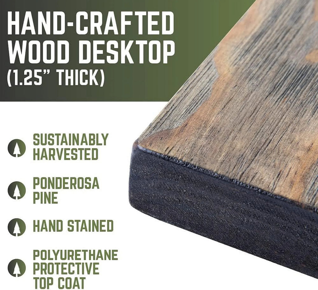 Wood Office Desk with Industrial Pipe Legs M27989