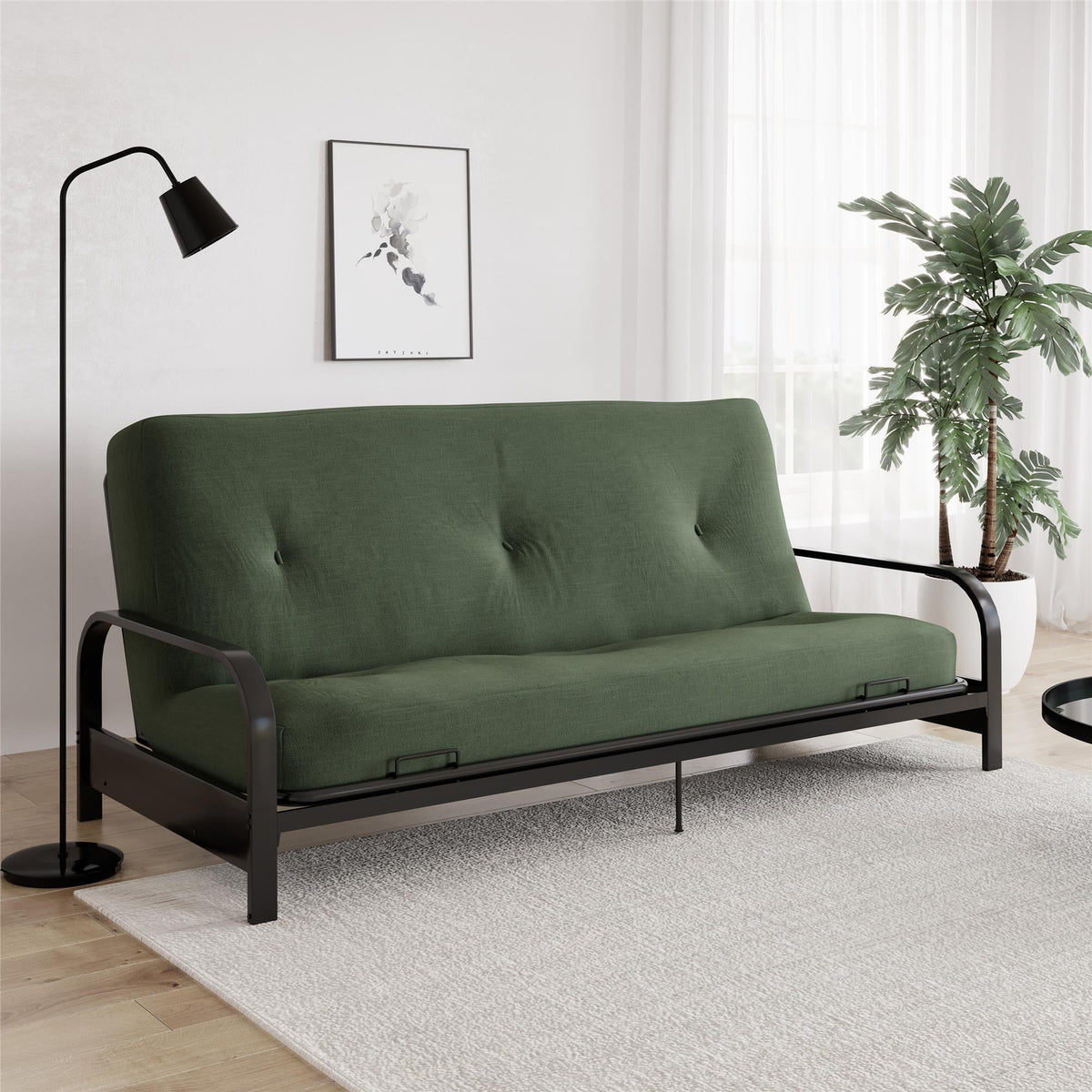 6 Inch Full Army Green Futon Mattress P96296