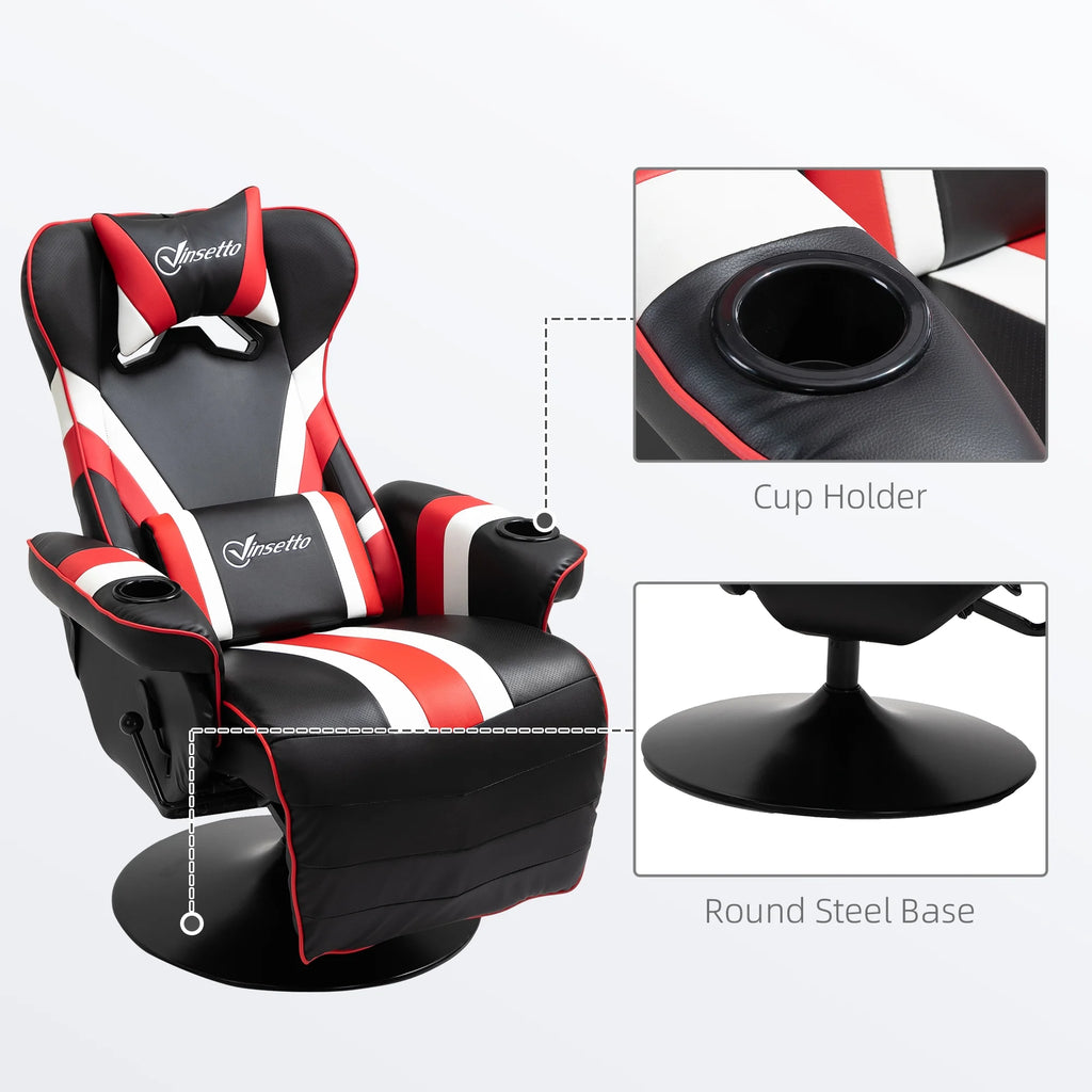 Black White Red Gaming Chair with Footrest and Cup Holder B32098