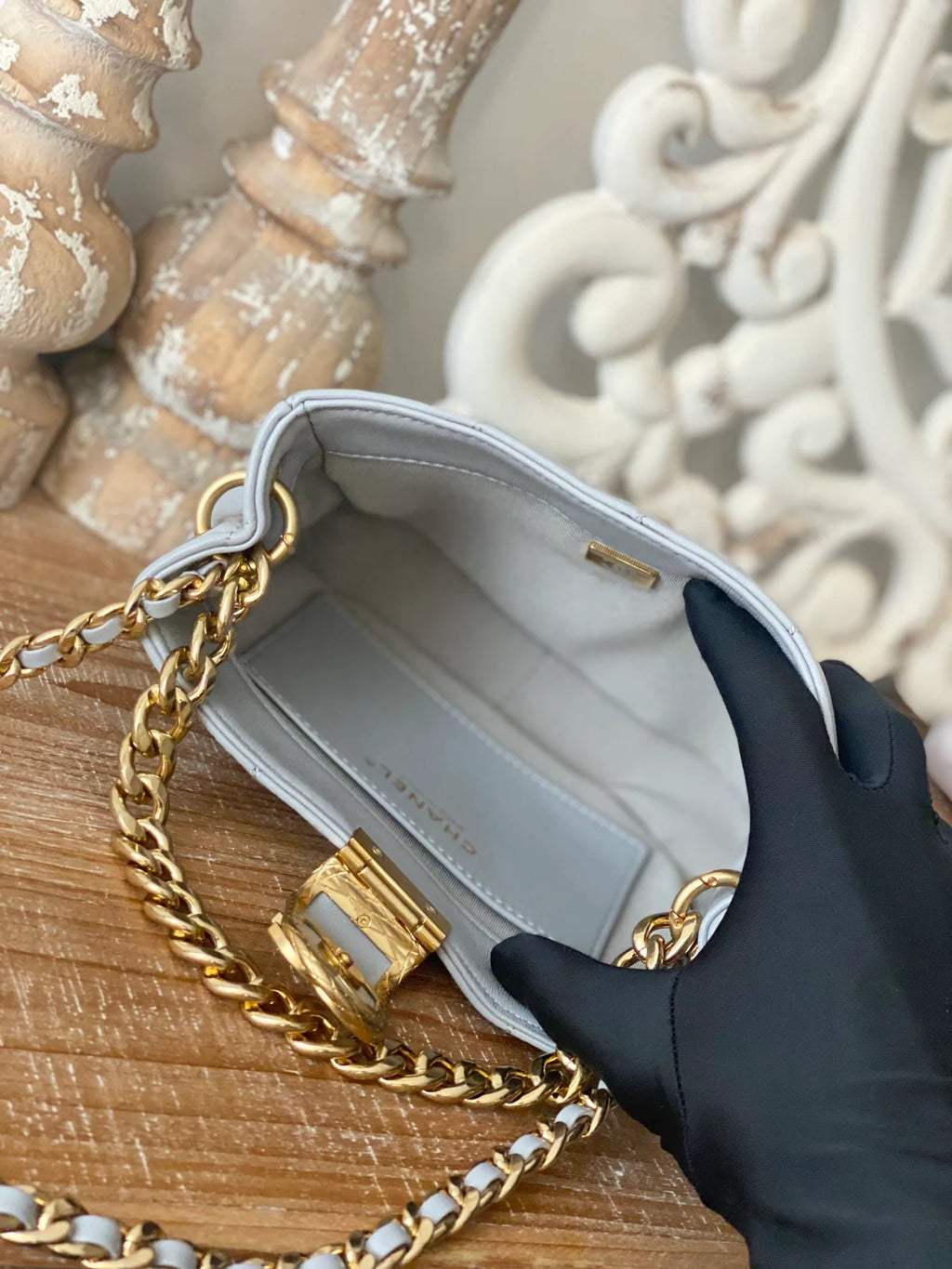 Small Hobo Bag Gold Hardware Grey Shoulder Bag A592281