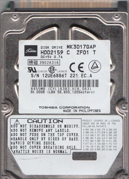 30GB IDE 2.5 Hard Drive X63987