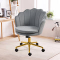 Grey Velvet Adjustable Swivel Office Chair U819400