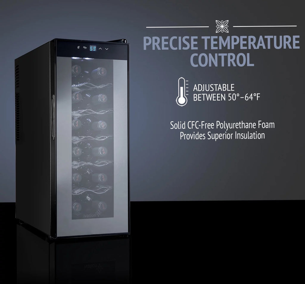 12 Bottle Thermoelectric Freestanding Wine Cooler Black P55241