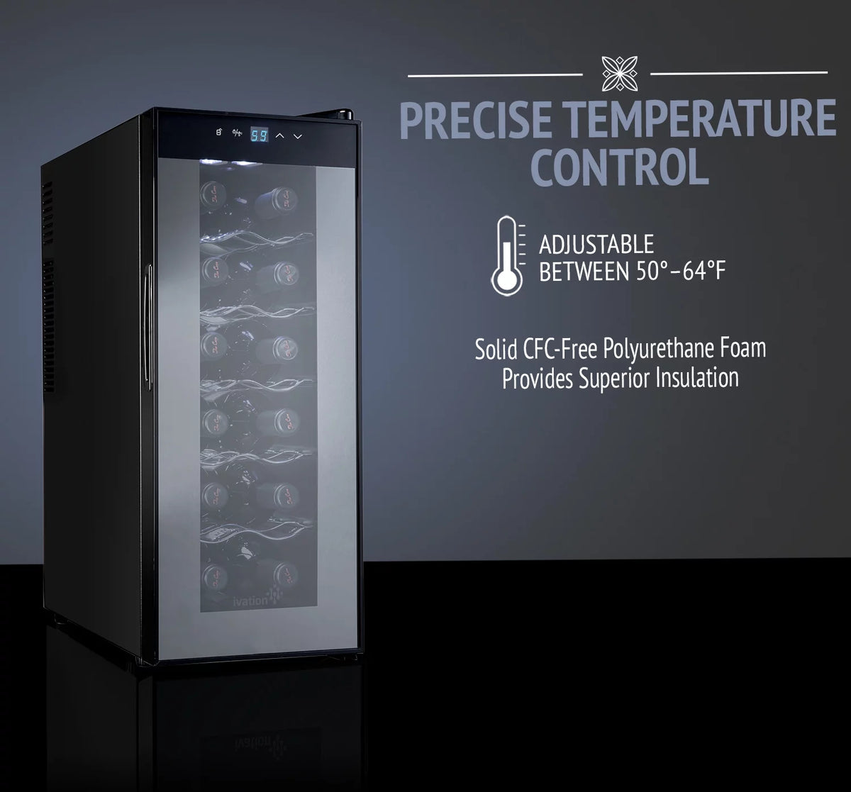 12 Bottle Thermoelectric Freestanding Wine Cooler Black P55241