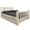 Natural Pine Wood Queen Storage Bed Z443