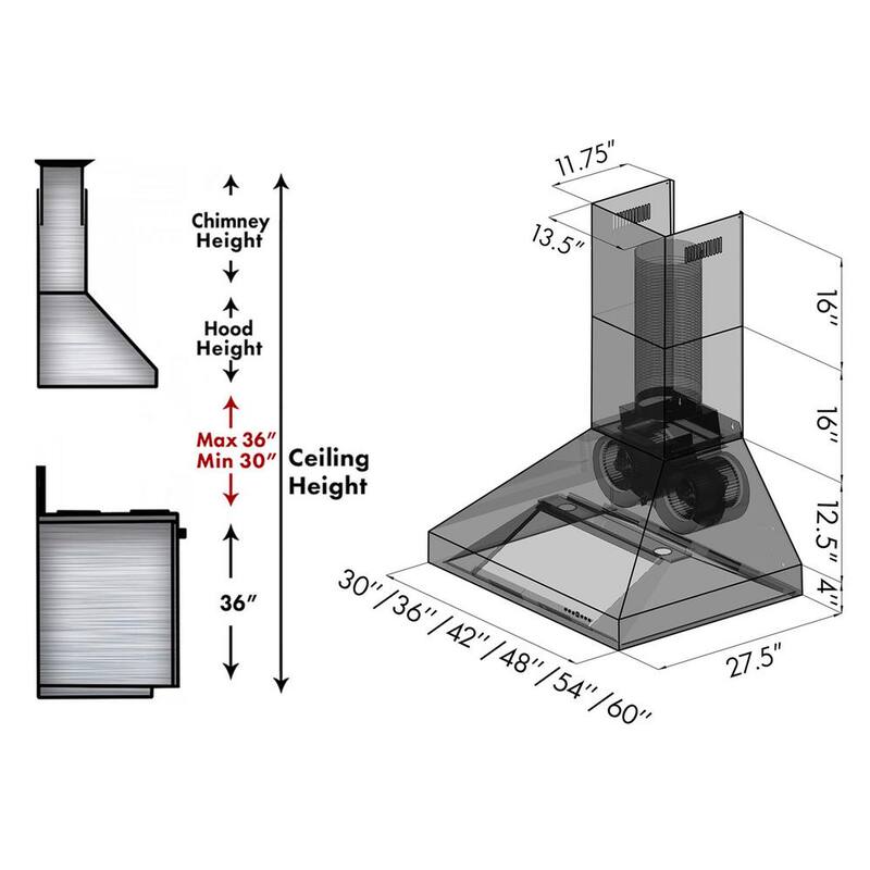 60 in. 700 CFM Stainless Steel Wall Mount Range Hood G31305