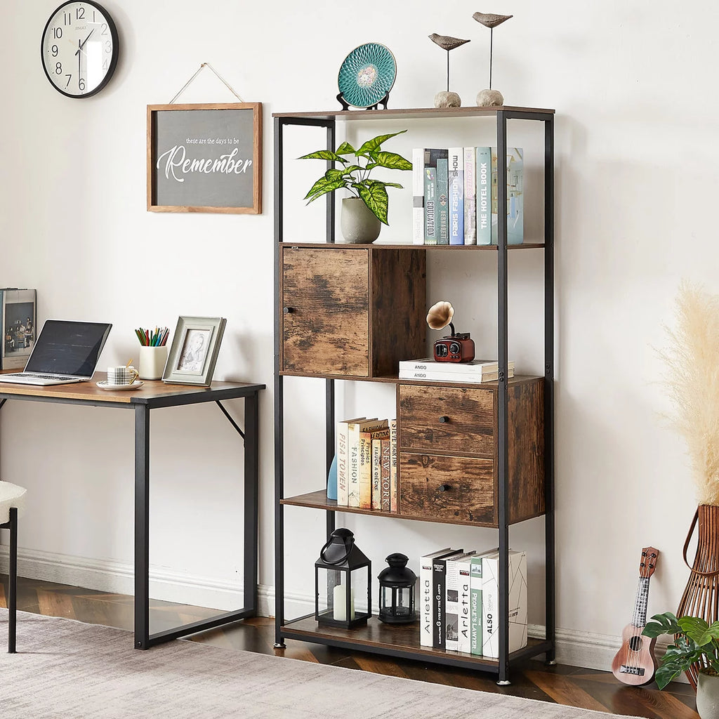4-Tier Wooden Bookshelf with Drawer X115