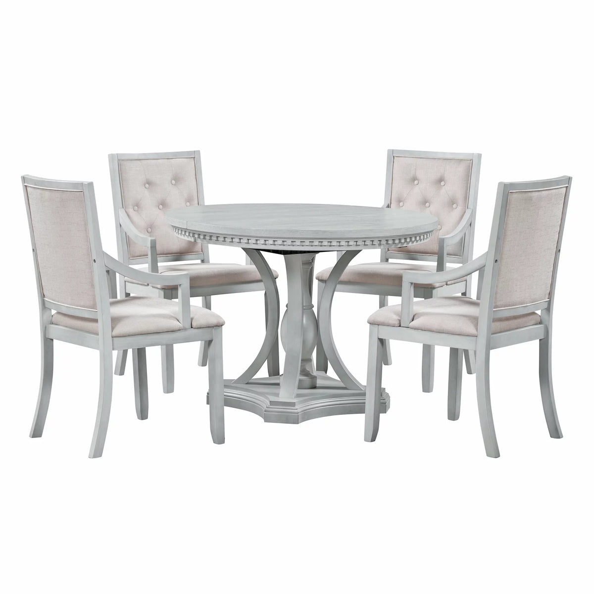 5 Piece Gray Wood Dining Table Set with 4 Upholstered Chairs Z92760