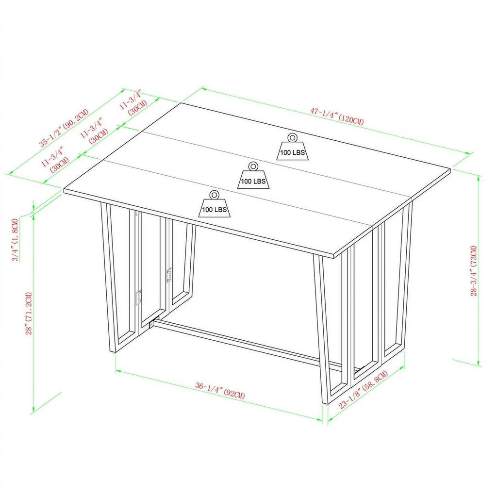 47" Drop-Leaf Wood Dining Table R283811