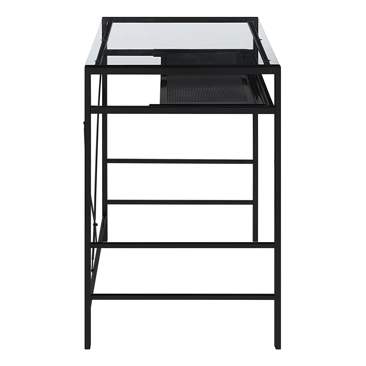 Computer Desk with Clear Tempered Glass Top and Black Metal Frame H139