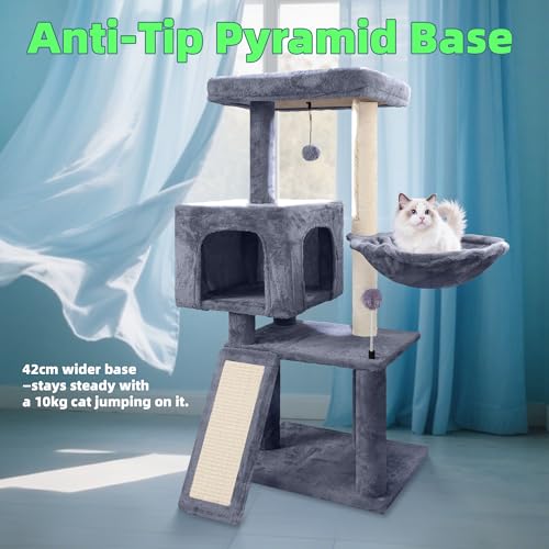 Grey Cat Tree with Condo and Hammock R891
