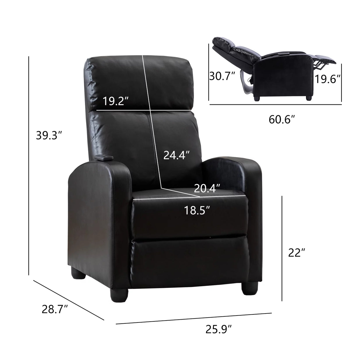 PU Leather Recliner with Massage and Heat X61851