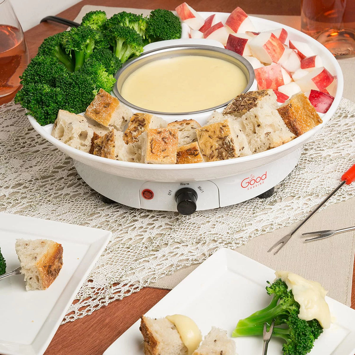 Electric Fondue Maker Set with 4 Forks J88574