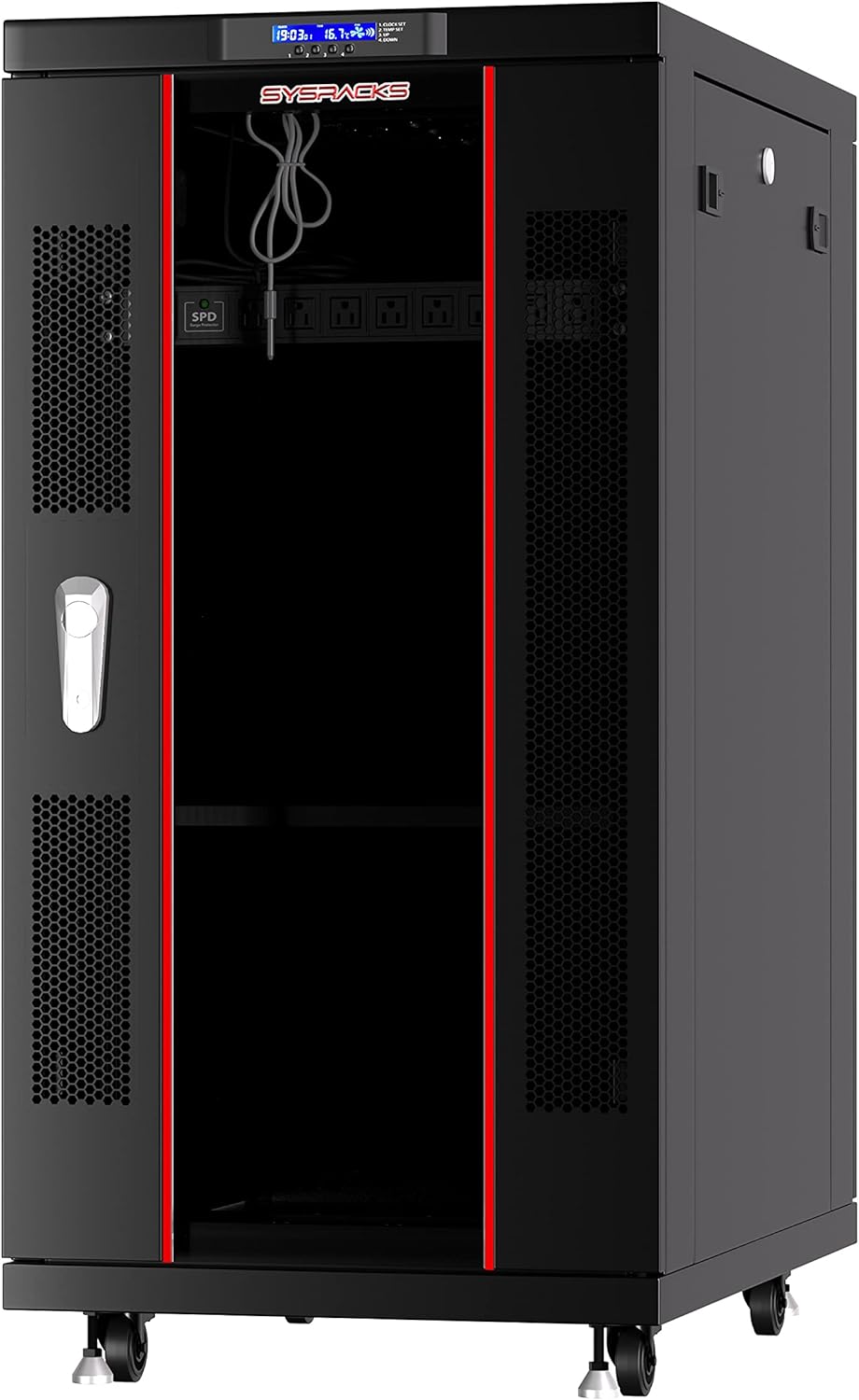 18U Locking Server Rack Cabinet with Casters O6670