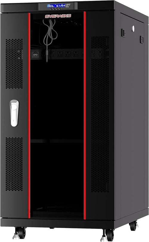 18U Locking Server Rack Cabinet with Casters O6670