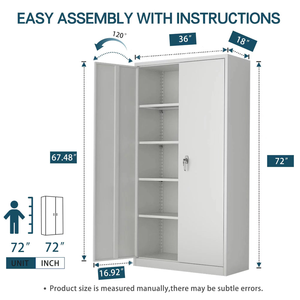 Metal Storage Cabinets with 4 Adjustable Shelves & 2 Locking Doors W15406