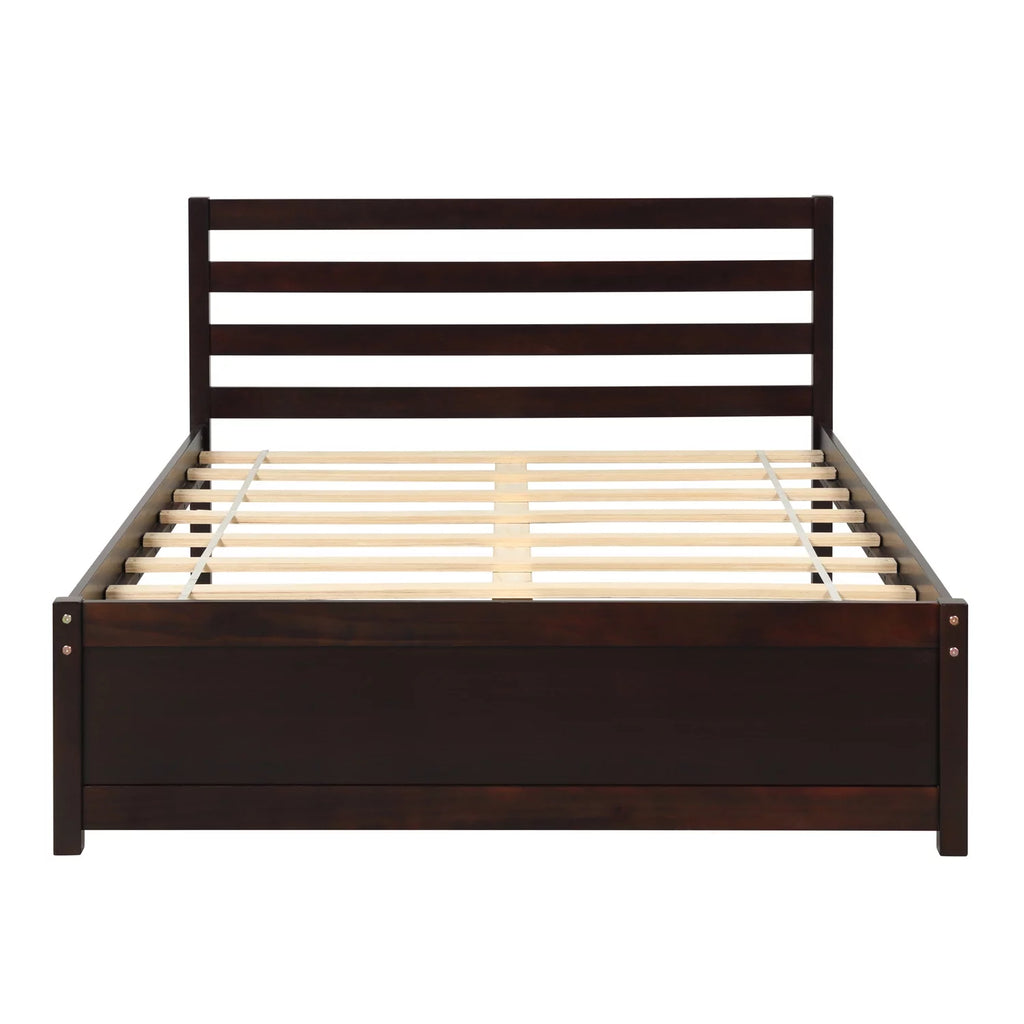 Espresso Full Wood Platform Bed Frame with Headboard Z114216