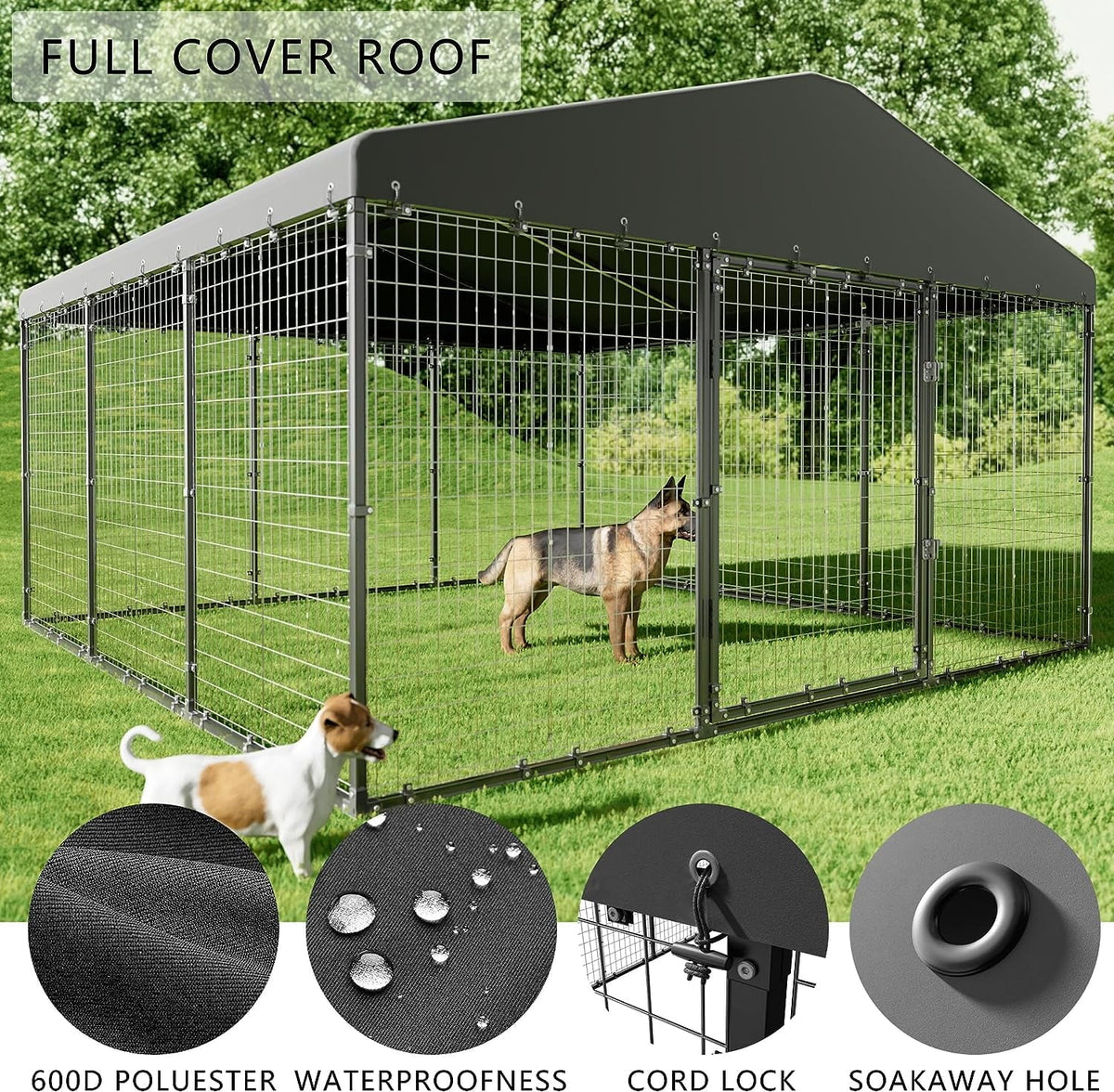 Large Heavy Duty Galvanized Steel Outdoor Dog Kennel L247