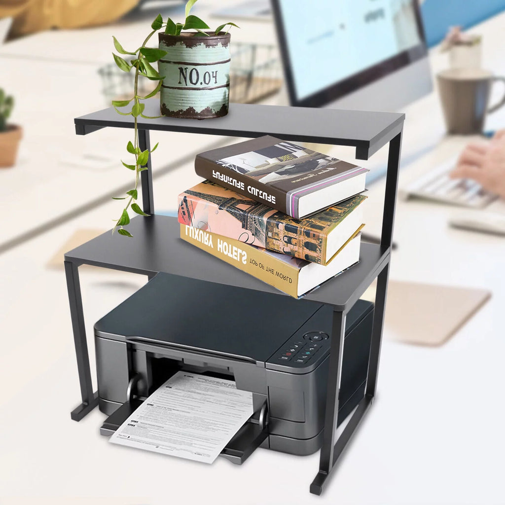 Black 3-Tier Printer Stand Storage Shelves H95409