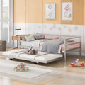Twin Size Metal Daybed with Adjustable Trundle C55268