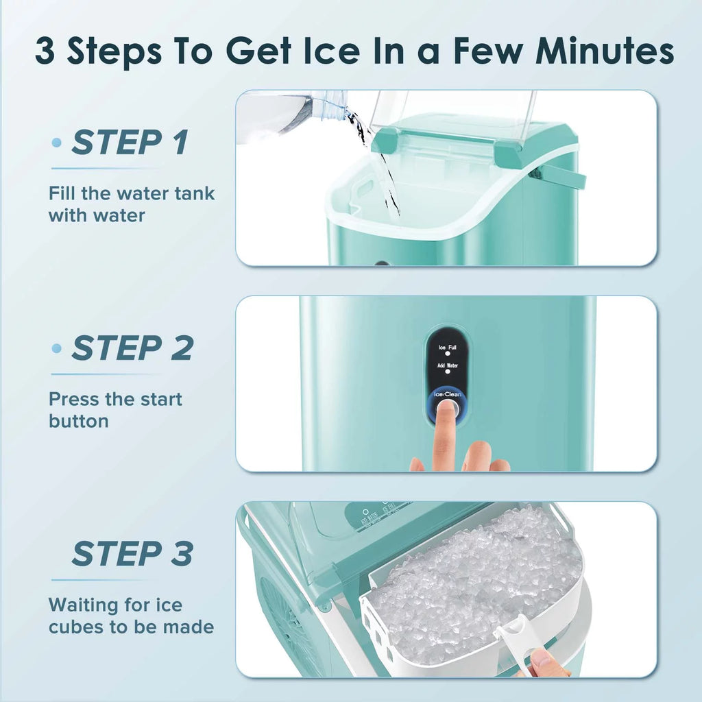 Nugget Ice Maker Countertop 33lbs/24H Self-Cleaning Portable Ice Machine Gray Q280