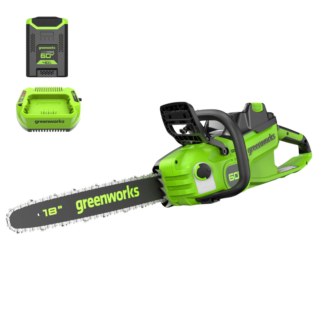 60V Brushless Chainsaw with 4.0 Ah Battery & Charger R179