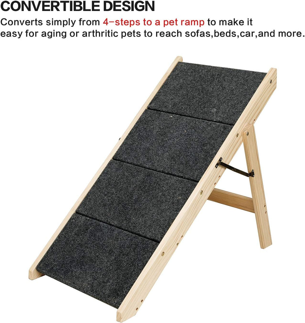 Foldable 4 Levels Wooden Pet Stairs and Ramp G2470