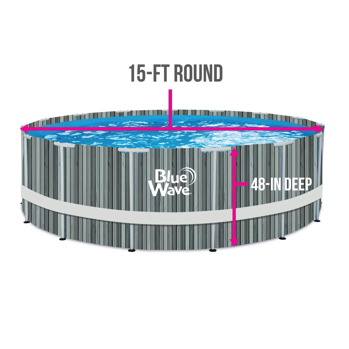 15-ft Round 48-in Deep Above Ground Swimming Pool with Cover W6043