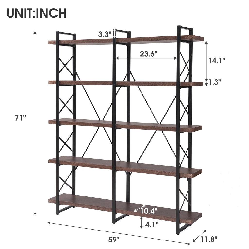 5 Tier Bookshelf with Metal Frame P1189